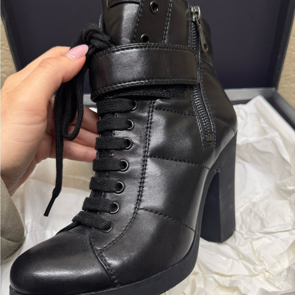 Prada Black Lace-Up Heeled Boots